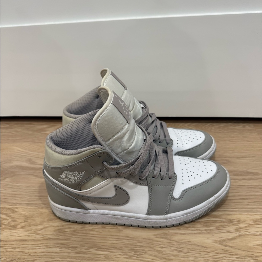 Nike Gray and White High-Top Jordan Sneakers